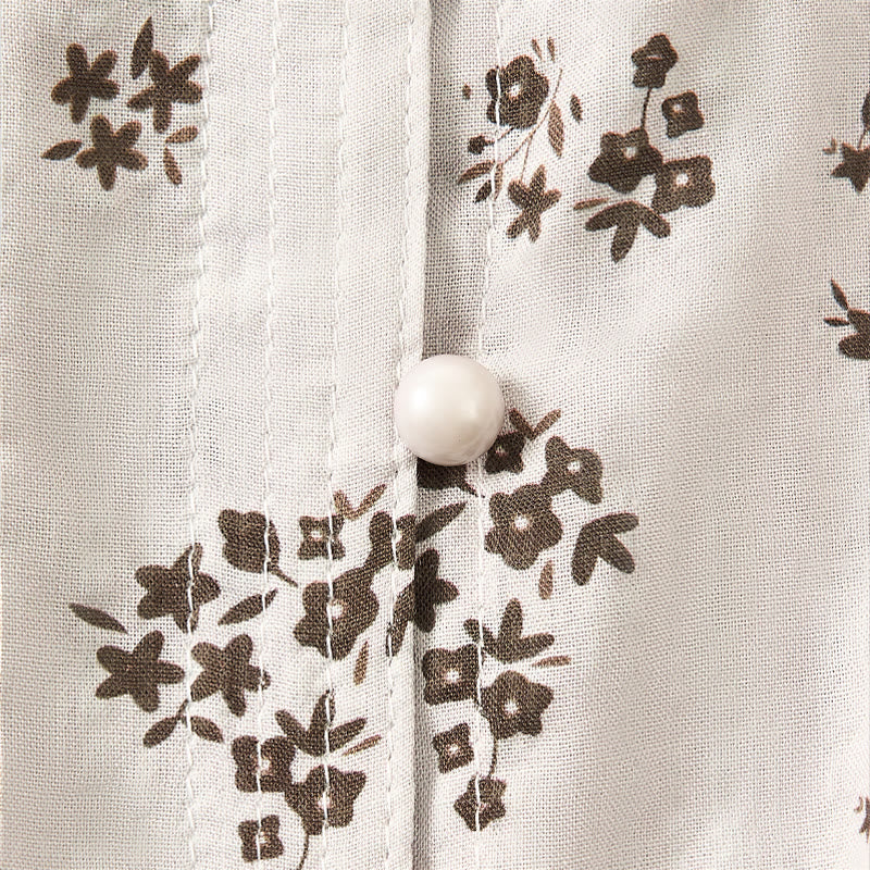 Buddha Stones Camicia da donna casual a maniche a tre quarti con stampa floreale e bottoni. - Image 20