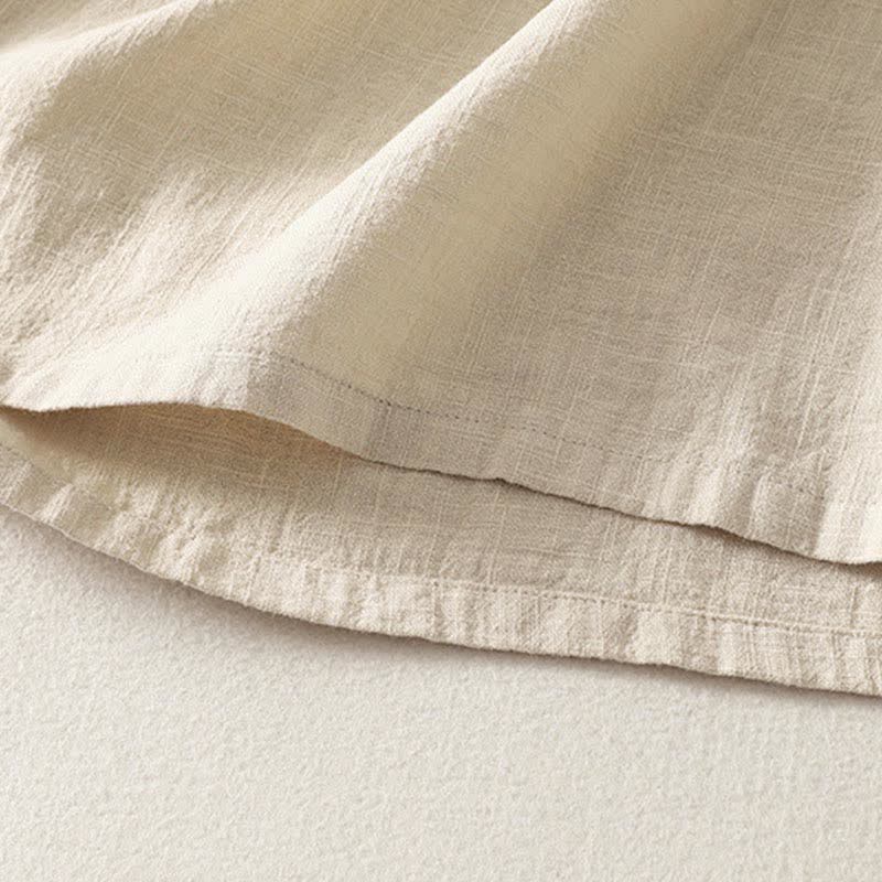 Buddha Stones Camicia da donna estiva a maniche corte in cotone con colletto alla coreana e bottoni. - Image 13