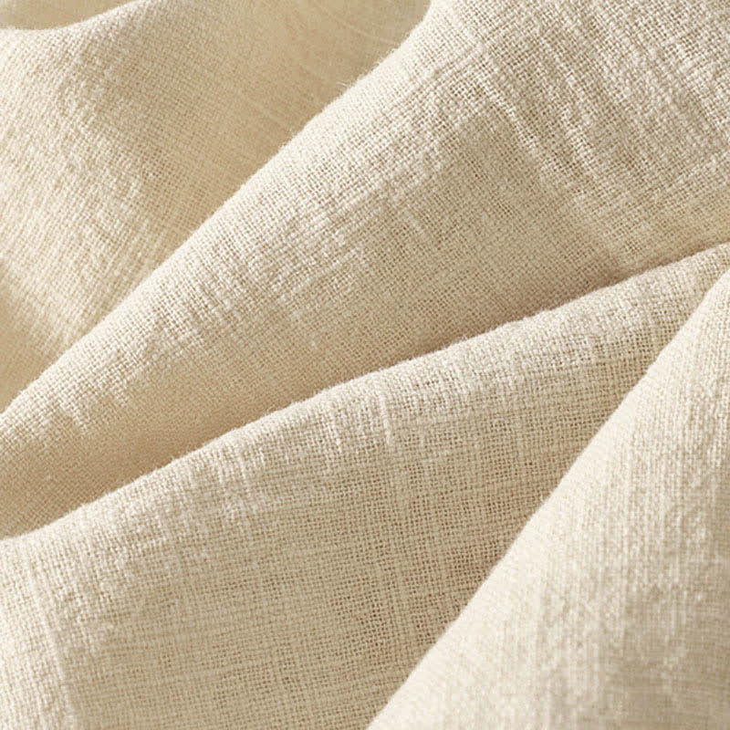 Buddha Stones Camicia da donna estiva a maniche corte in cotone con colletto alla coreana e bottoni. - Image 15