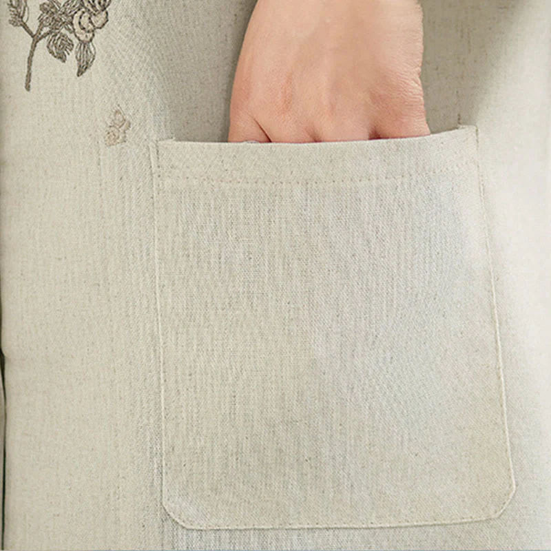 Buddha Stones Camicia da donna in cotone con maniche a tre quarti, motivo floreale ricamato e tasche - Image 16