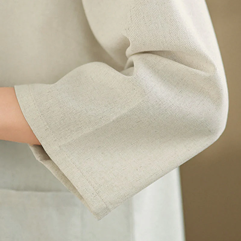 Buddha Stones Camicia da donna in cotone con maniche a tre quarti, motivo floreale ricamato e tasche - Image 17