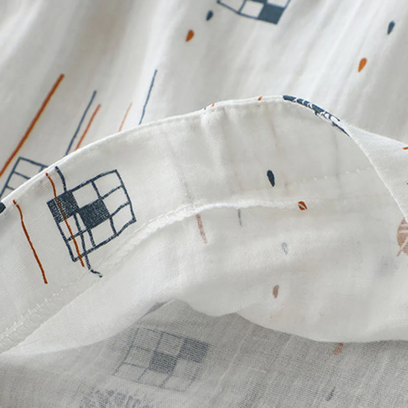 Buddha Stones Camicia da donna in cotone con maniche arricciate a tre quarti e design con bottoni stampati - Image 10