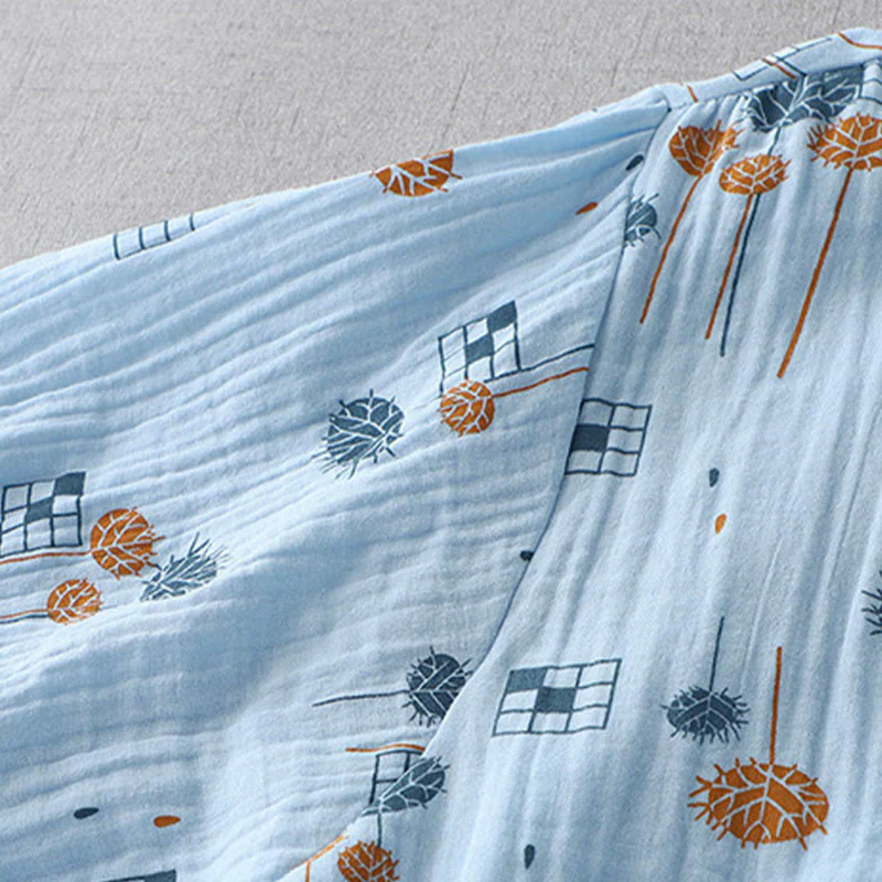 Buddha Stones Camicia da donna in cotone con maniche arricciate a tre quarti e design con bottoni stampati - Image 15