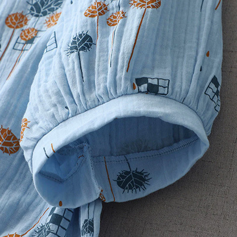 Buddha Stones Camicia da donna in cotone con maniche arricciate a tre quarti e design con bottoni stampati - Image 16