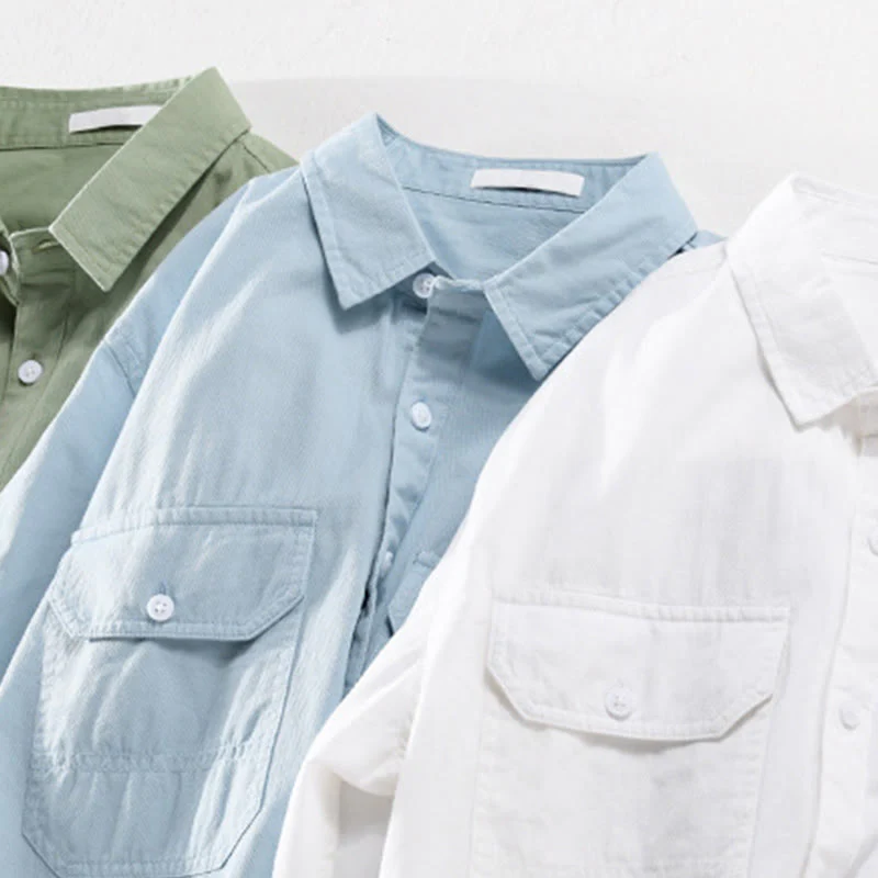 Buddha Stones Camicia estiva da uomo in cotone a maniche corte con bottoni e due tasche decorative - Image 19