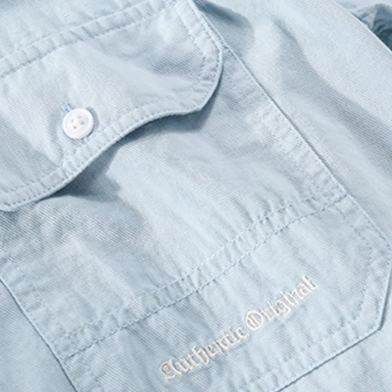 Buddha Stones Camicia estiva da uomo in cotone a maniche corte con bottoni e due tasche decorative - Image 4