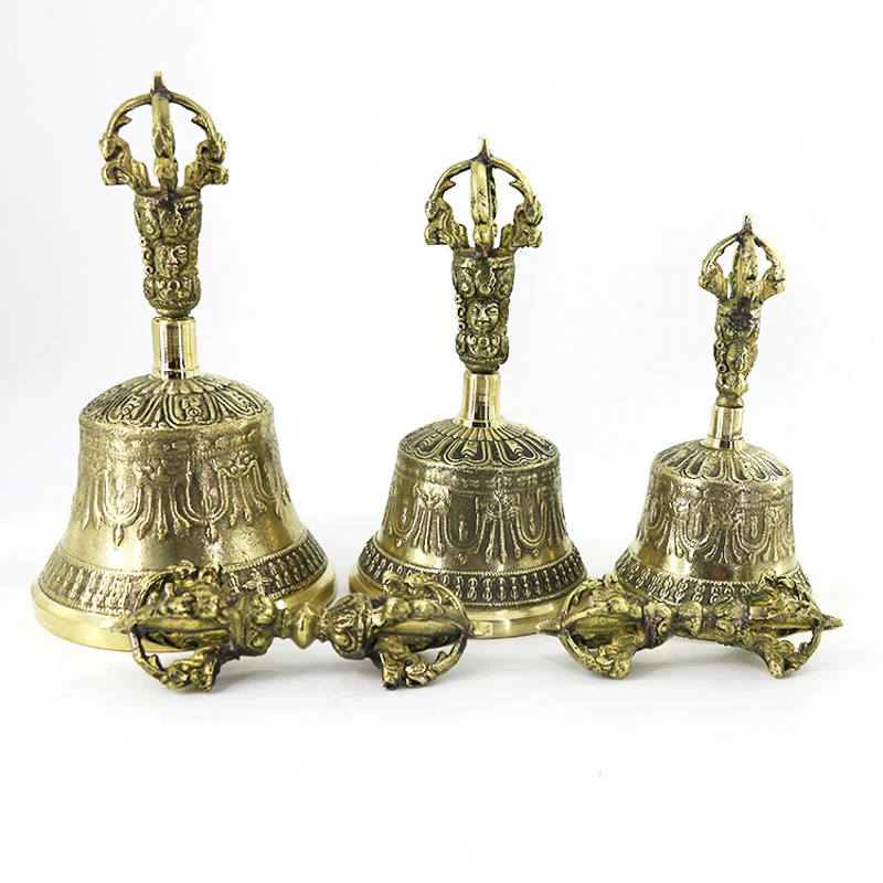 Buddha Stones Campana tibetana per meditazione e Vajra Dorje in rame con bilanciamento fatto a mano Set di decorazioni - Image 6