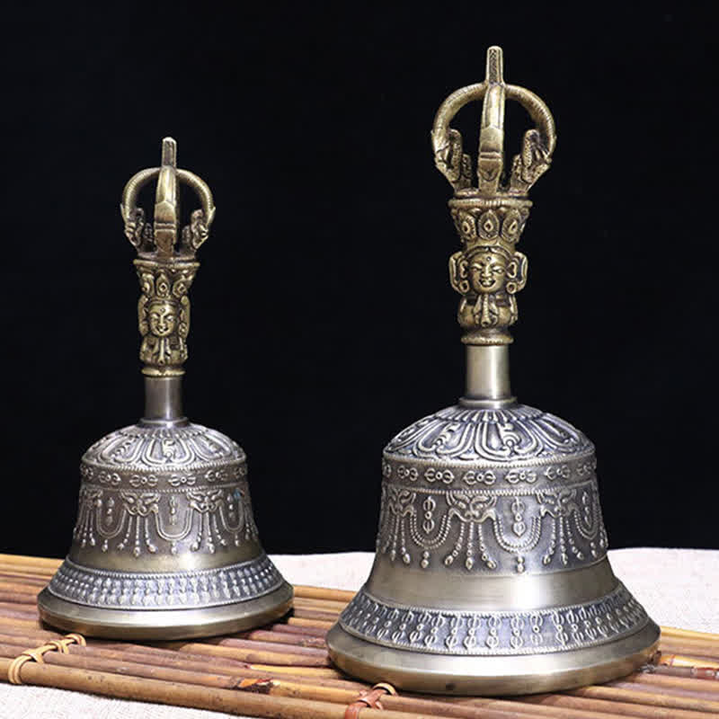 Buddha Stones Campana tibetana per meditazione e Vajra Dorje in rame, set di decorazioni per l'illuminazione - Image 8