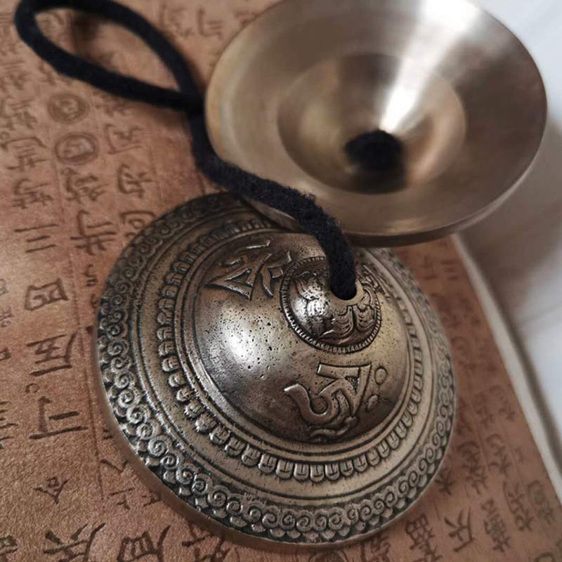 Buddha Stones Campana Tingsha Tibetana Nuvola di Buon Auspicio Sei Vere Parole Rame Ricchezza Decorazione - Image 10