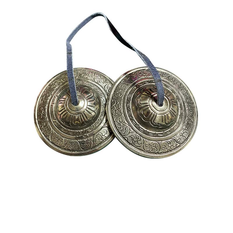 Buddha Stones Campana Tingsha Tibetana Nuvola di Buon Auspicio Sei Vere Parole Rame Ricchezza Decorazione - Image 8