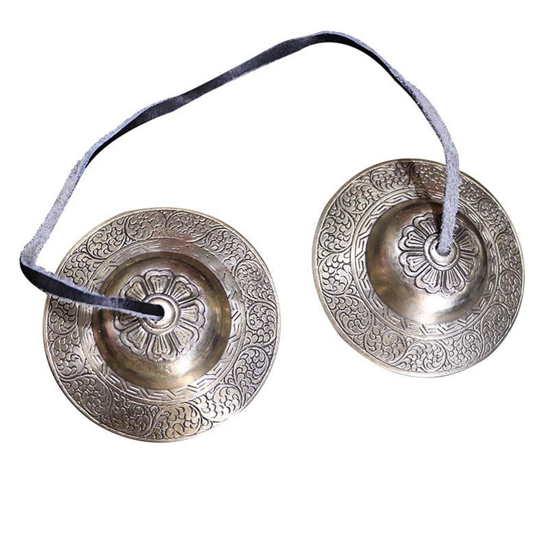 Buddha Stones Campana Tingsha Tibetana Nuvola di Buon Auspicio Sei Vere Parole Rame Ricchezza Decorazione - Image 9
