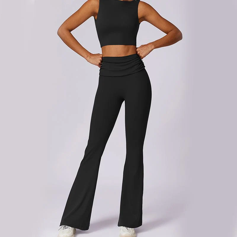 Buddha Stones Canotta senza maniche con spalline e schiena scoperta Reggiseno Pantaloni svasati Sport Fitness Yoga - Image 39