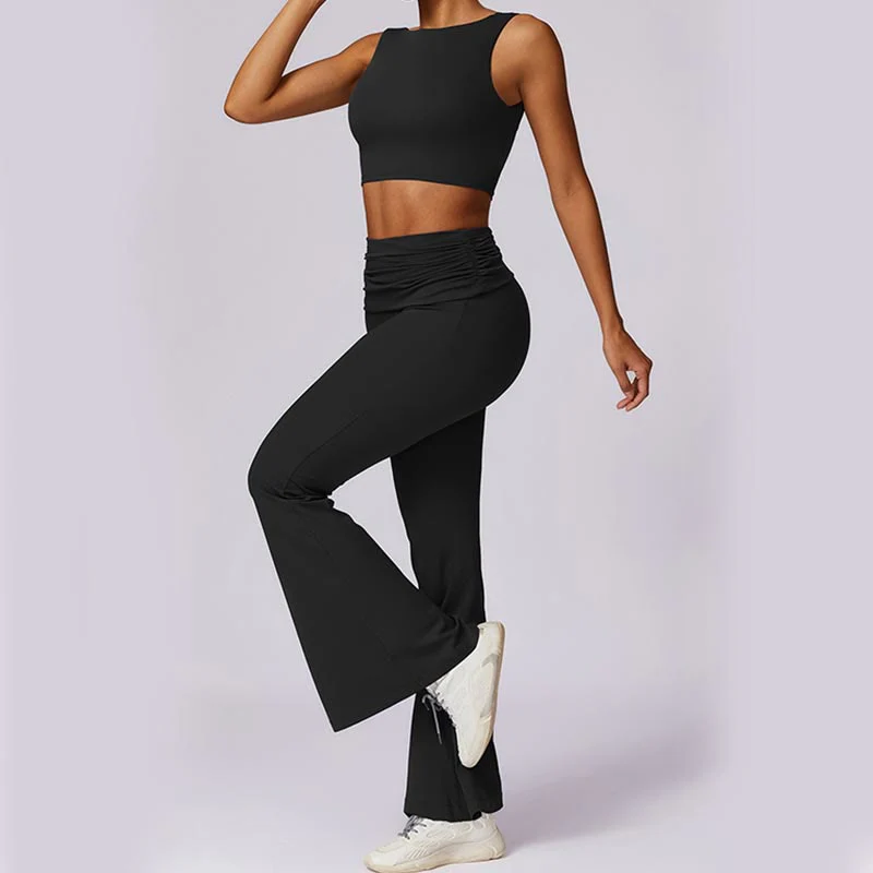 Buddha Stones Canotta senza maniche con spalline e schiena scoperta Reggiseno Pantaloni svasati Sport Fitness Yoga - Image 41
