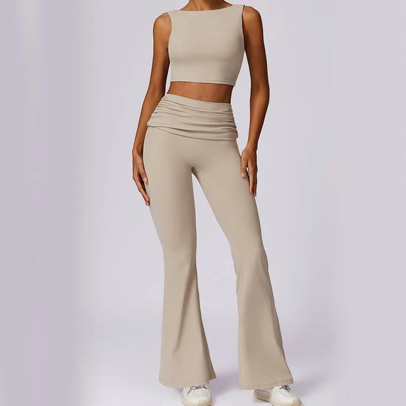 Buddha Stones Canotta senza maniche con spalline e schiena scoperta Reggiseno Pantaloni svasati Sport Fitness Yoga - Image 63