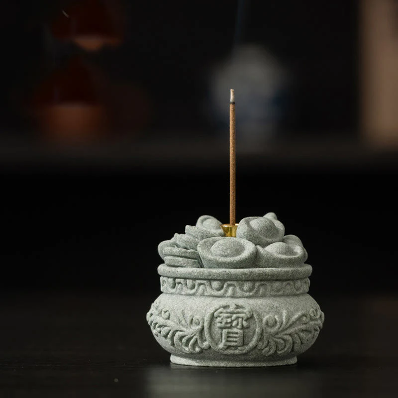 Buddha Stones Carattere cinese Fu Lingotti Bruciatore di incenso curativo Decorazione da scrivania - Image 2
