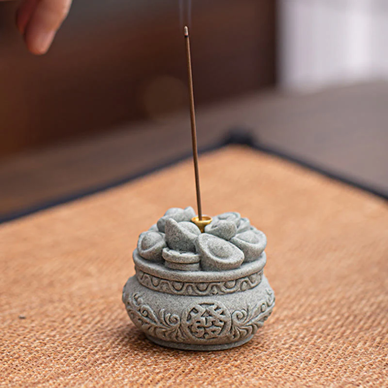 Buddha Stones Carattere cinese Fu Lingotti Bruciatore di incenso curativo Decorazione da scrivania - Image 4