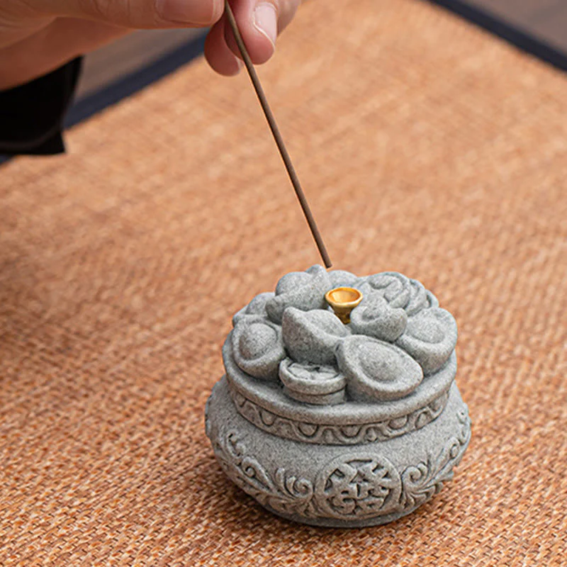 Buddha Stones Carattere cinese Fu Lingotti Bruciatore di incenso curativo Decorazione da scrivania - Image 5