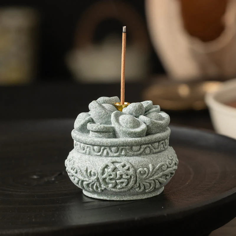 Buddha Stones Carattere cinese Fu Lingotti Bruciatore di incenso curativo Decorazione da scrivania - Image 6