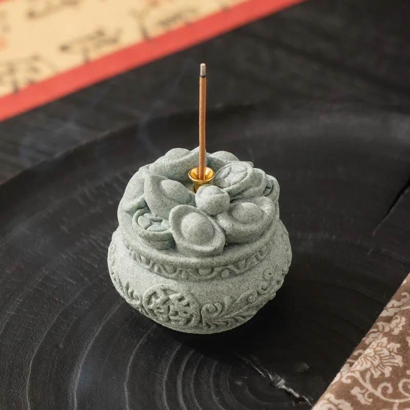 Buddha Stones Carattere cinese Fu Lingotti Bruciatore di incenso curativo Decorazione da scrivania - Image 7