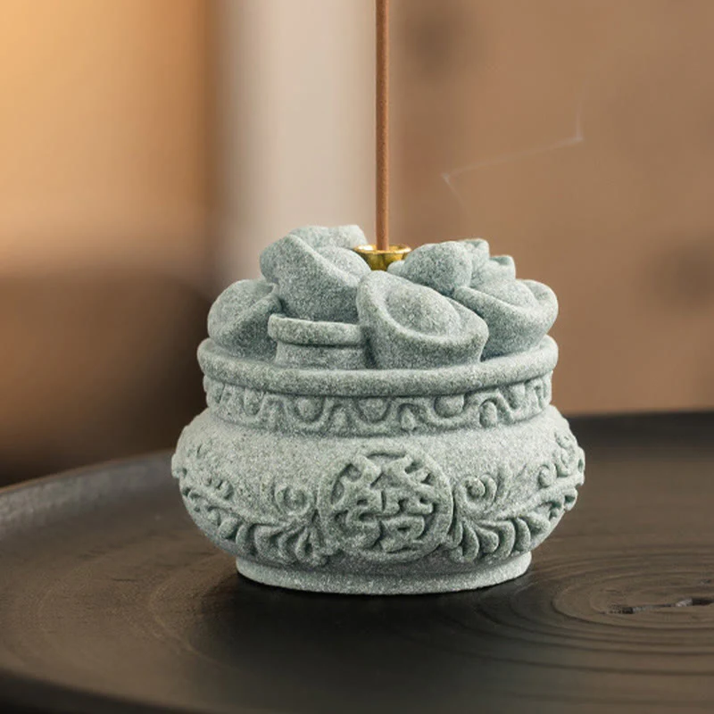 Buddha Stones Carattere cinese Fu Lingotti Bruciatore di incenso curativo Decorazione da scrivania - Image 8