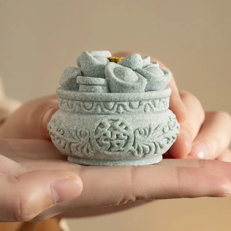 Buddha Stones Carattere cinese Fu Lingotti Bruciatore di incenso curativo Decorazione da scrivania - Image 9