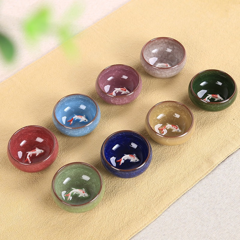 Buddha Stones Carino Koi Fish Tazza da tè in ceramica Kung Fu Tazza da tè Ciotola 45ml - Image 11