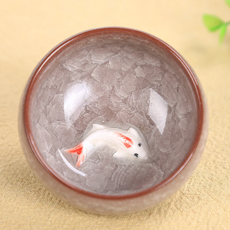 Buddha Stones Carino Koi Fish Tazza da tè in ceramica Kung Fu Tazza da tè Ciotola 45ml - Image 3