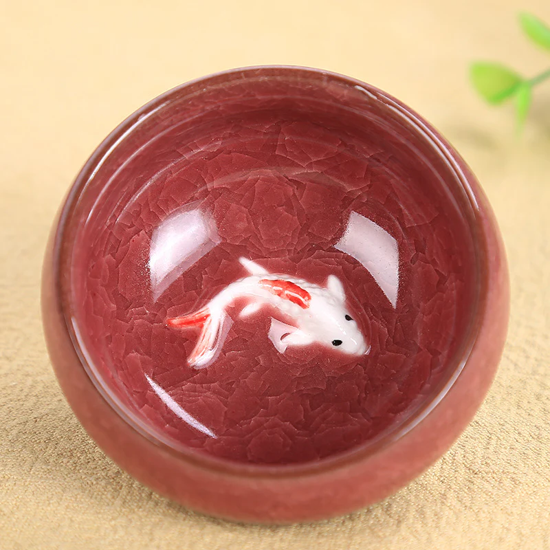 Buddha Stones Carino Koi Fish Tazza da tè in ceramica Kung Fu Tazza da tè Ciotola 45ml - Image 5