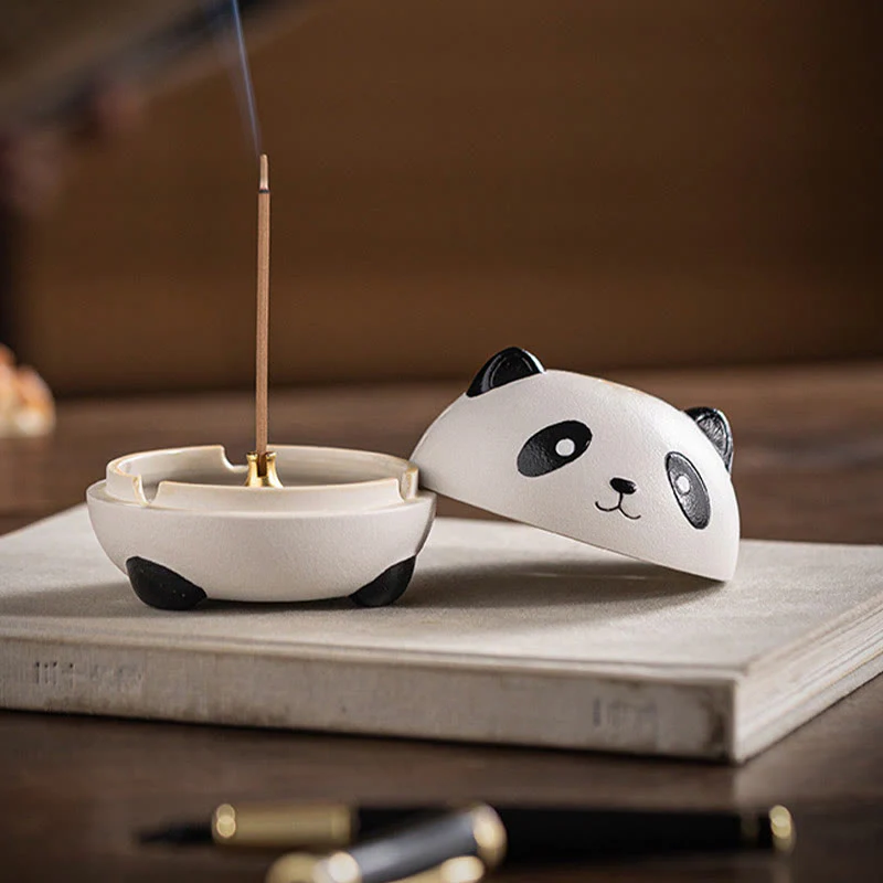 Buddha Stones Carino Panda Guarigione Ceramica Bruciatore di Incenso Decorazione da Scrivania - Image 13