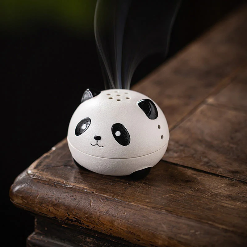 Buddha Stones Carino Panda Guarigione Ceramica Bruciatore di Incenso Decorazione da Scrivania - Image 4