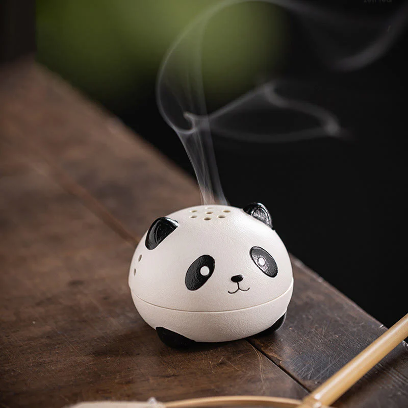 Buddha Stones Carino Panda Guarigione Ceramica Bruciatore di Incenso Decorazione da Scrivania - Image 6