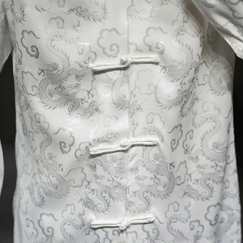 Buddha Stones Casual Dragon Pattern Frog-button Tang Suit Lino Giacca Camicia Uomo - Image 20