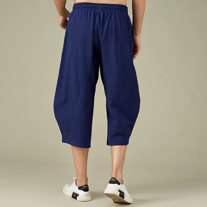 Buddha Stones Casual Tinta Unita Uomo Pantaloncini Gamba Dritta Con Tasche Pantaloni Tempo Libero In Cotone Uomo - Image 15