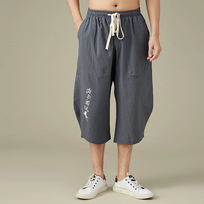 Buddha Stones Casual Tinta Unita Uomo Pantaloncini Gamba Dritta Con Tasche Pantaloni Tempo Libero In Cotone Uomo - Image 4