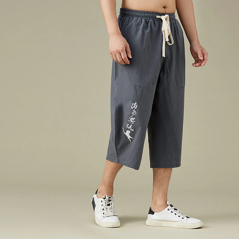 Buddha Stones Casual Tinta Unita Uomo Pantaloncini Gamba Dritta Con Tasche Pantaloni Tempo Libero In Cotone Uomo - Image 5