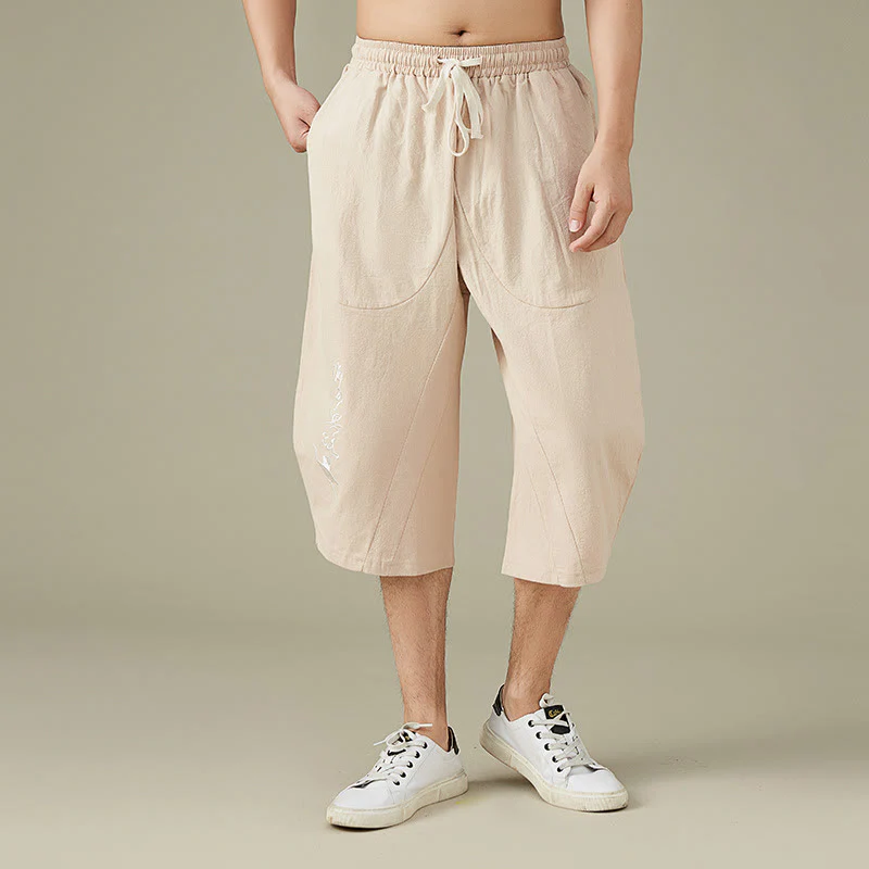 Buddha Stones Casual Tinta Unita Uomo Pantaloncini Gamba Dritta Con Tasche Pantaloni Tempo Libero In Cotone Uomo - Image 9
