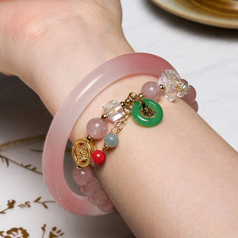 Buddha Stones che attraggono amore e protezione Bracciale rosa Bangle Bundle - Image 2