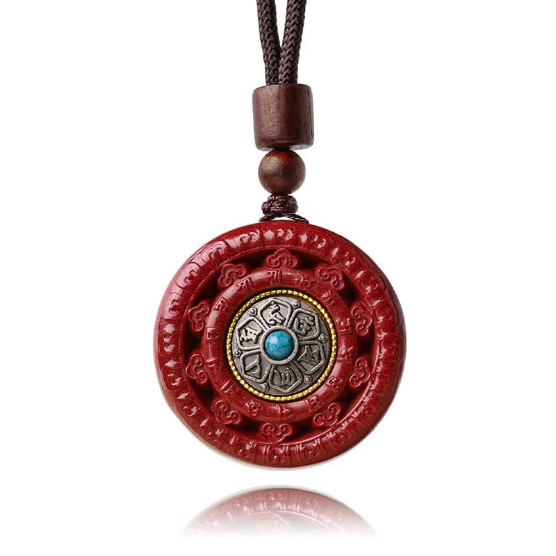 Buddha Stones Cinabro Om Mani Padme Hum Benedizione Collana girevole Ciondolo Portachiavi - Image 13