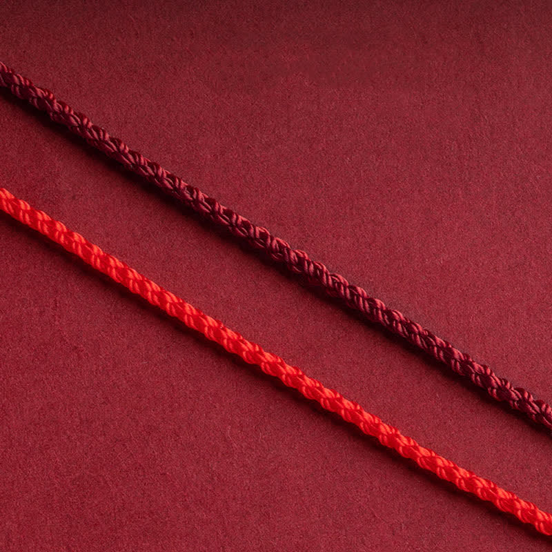 Braccialetto alla cavigliera con simbolo dell'infinito dorato e cordino rosso con Buddha Stones e cinabro. - Image 15