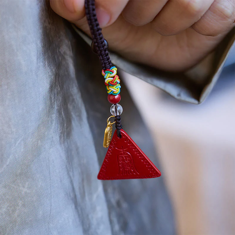 Buddha Stones Cinnabar Triangle Pattern Talisman Tieni lontani gli spiriti maligni Portachiavi - Image 4