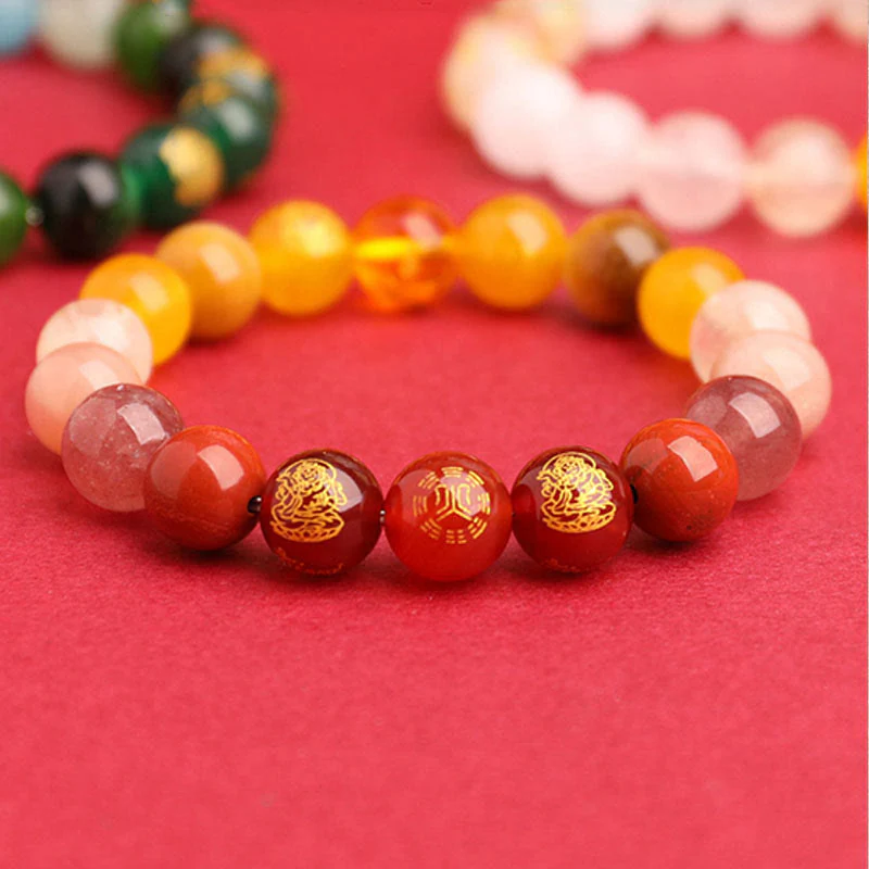 Buddha Stones Cinque Elementi Vari Agata Cristallo Agata Rossa del Sud Quarzo Fragola Pietra del Sole Citrino Braccialetto della Fortuna - Image 13