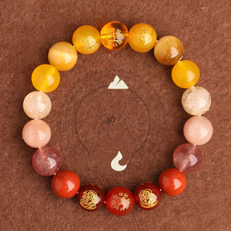 Buddha Stones Cinque Elementi Vari Agata Cristallo Agata Rossa del Sud Quarzo Fragola Pietra del Sole Citrino Braccialetto della Fortuna - Image 2