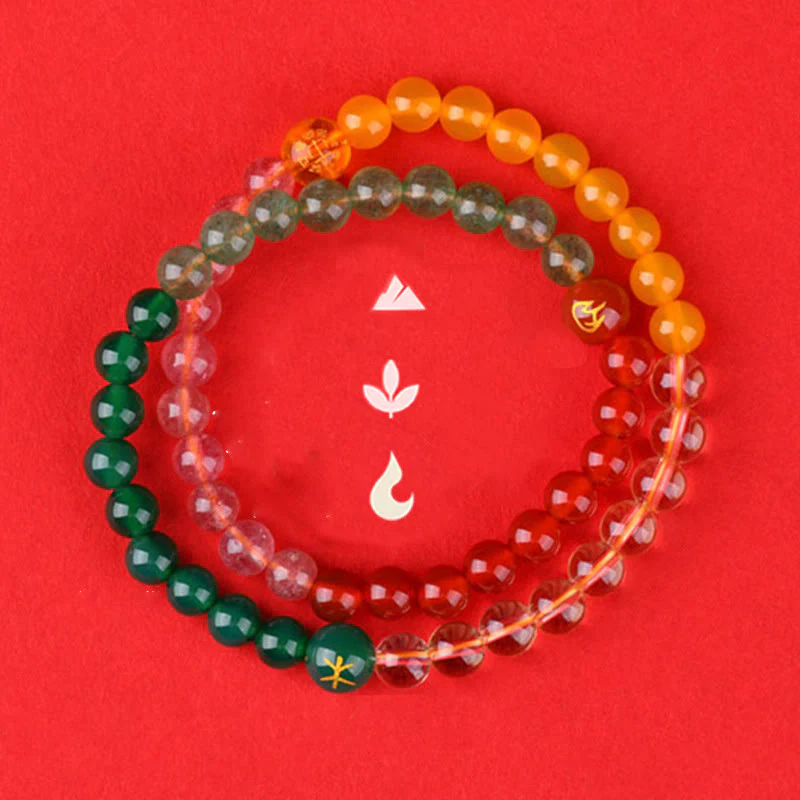Buddha Stones Cinque Elementi Vari Cristallo Agata Quarzo Fragola Bracciale della Saggezza - Image 12
