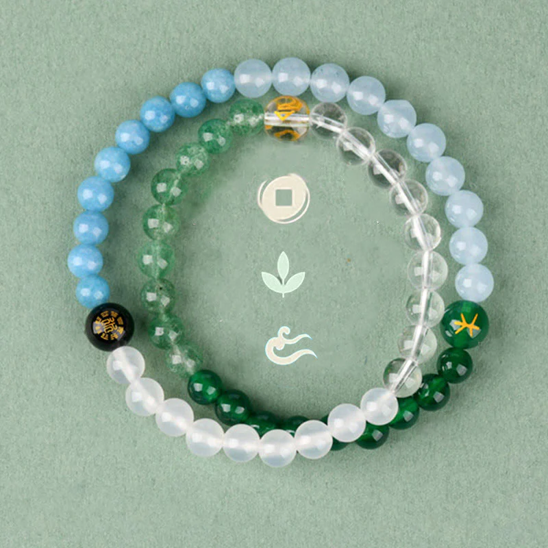 Buddha Stones Cinque Elementi Vari Cristallo Agata Quarzo Fragola Bracciale della Saggezza - Image 2