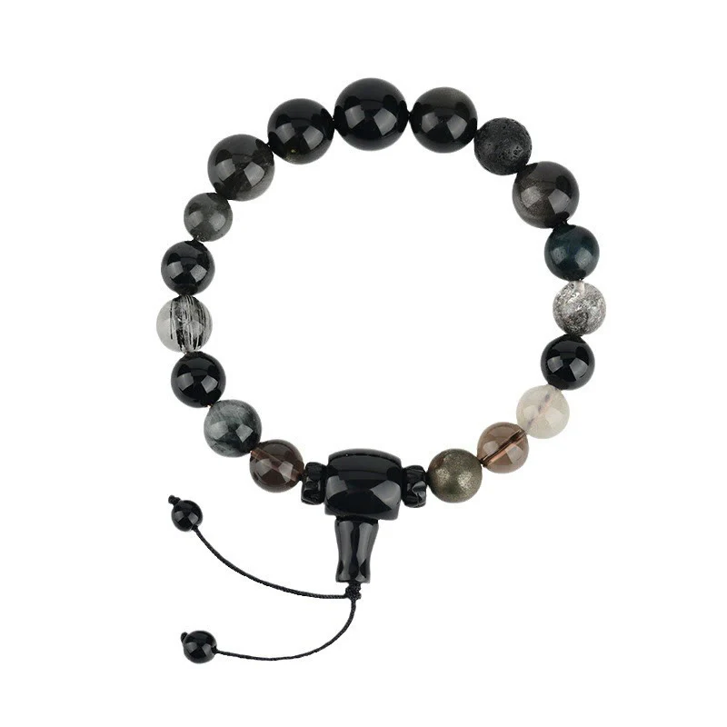 Buddha Stones Cinque Elementi Vari Cristallo Ossidiana Nera Bracciale Ricchezza Saggezza - Image 10