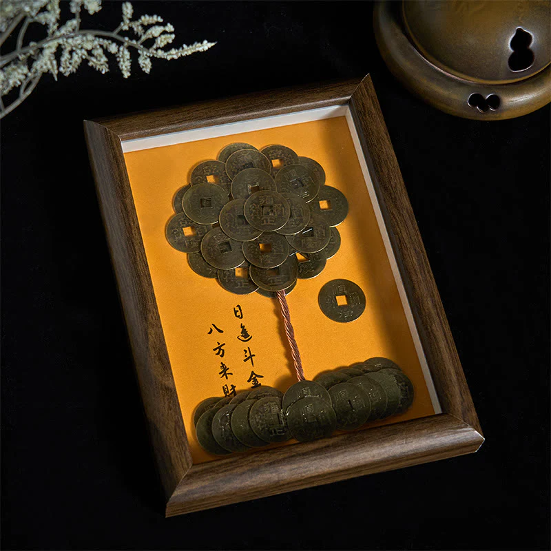 Buddha Stones, cinque monete dell'imperatore, albero, attrazione, fortuna, protezione, cornice per foto, ornamento, arredamento per la casa - Image 4