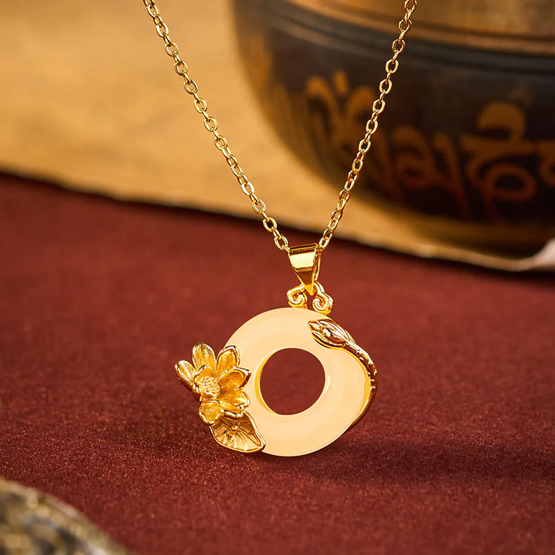 Buddha Stones Ciondolo con fibbia a forma di loto e simbolo della pace