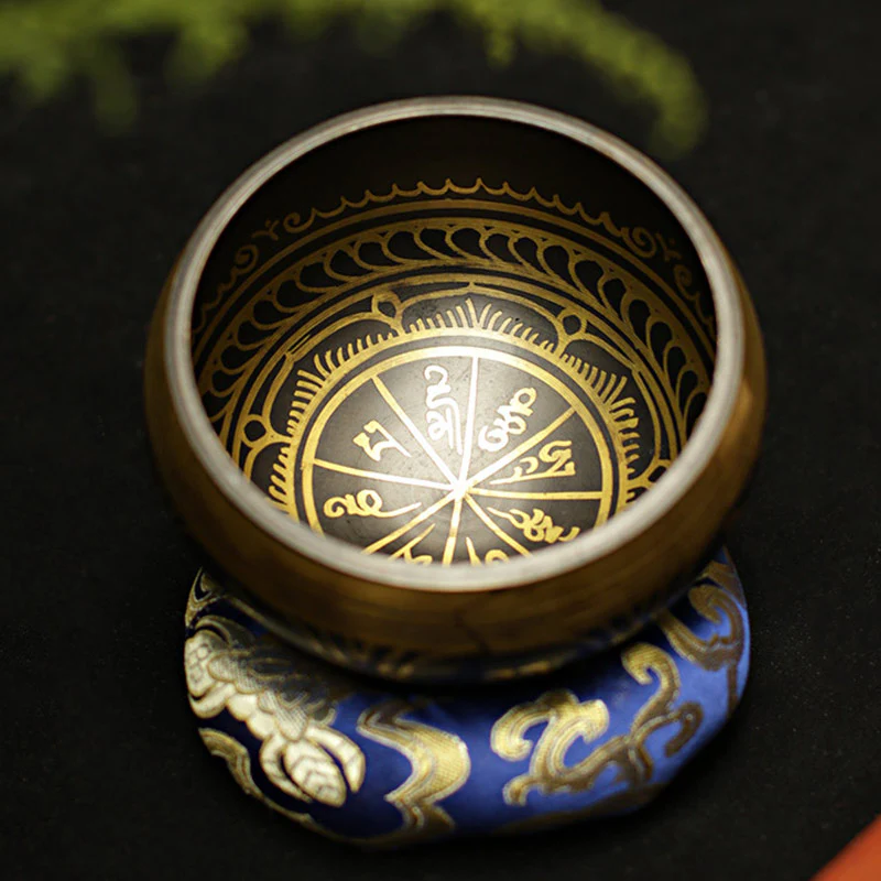 Buddha Stones Ciotola tibetana per la meditazione, realizzata a mano per la guarigione e la consapevolezza, set di ciotole tibetane per il supporto e la protezione - Image 3