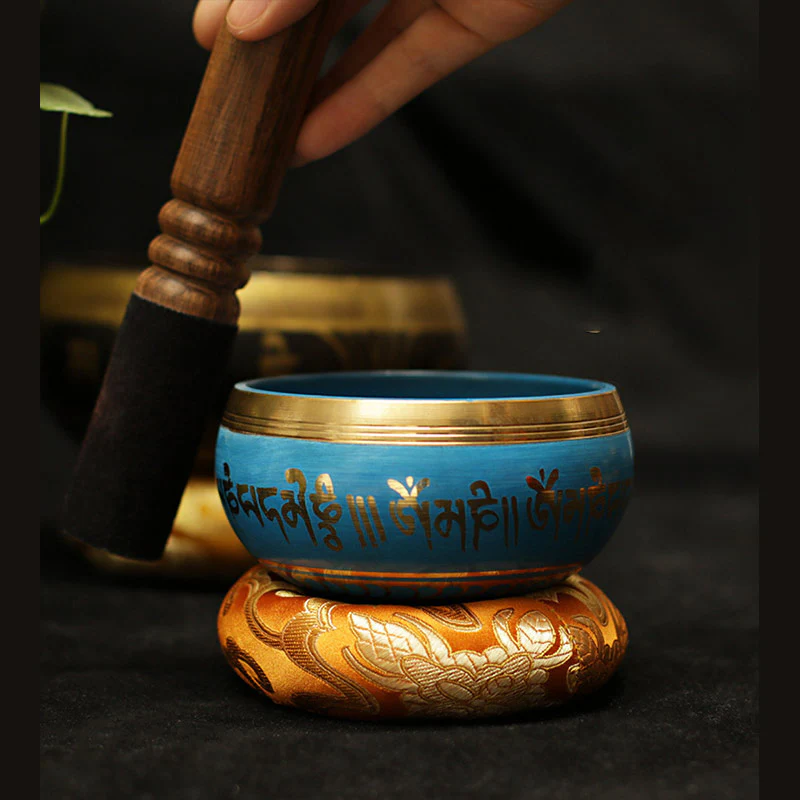 Buddha Stones Ciotola tibetana per la meditazione, realizzata a mano per la guarigione e la consapevolezza, set di ciotole tibetane per il supporto e la protezione - Image 5