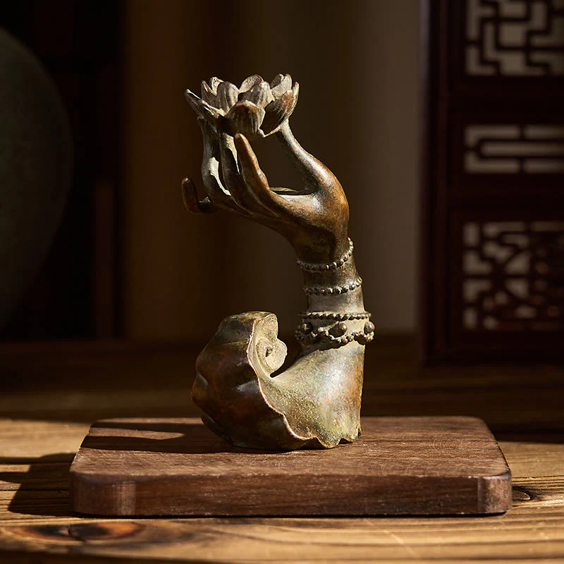 Buddha Stones Classico Buddha Mano di Loto Lega Decorazione per la casa 4,7*2,9*8,4 cm - Image 5